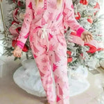 Christmas Pajamas Suit Christmas Tree Printed Long Sleeve Button Two-piece Set - EX-STOCK CANADA