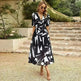 Summer Chiffon Floral Printed Temperament Waist-controlled V-neck Casual Midi Dress - EX-STOCK CANADA