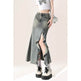Irregular Half-length Split Denim long Skirt - EX-STOCK Canada