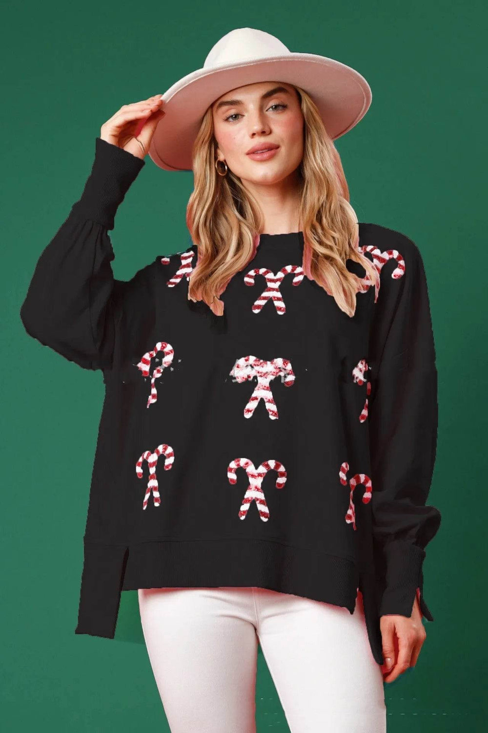 Christmas Fashion Round Neck Sequins Pullover top Sweatshirt for women - EX-STOCK Canada