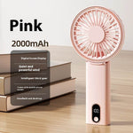 Mini Folding Digital Display Mute Refrigeration Handheld Fan - EX-STOCK Canada