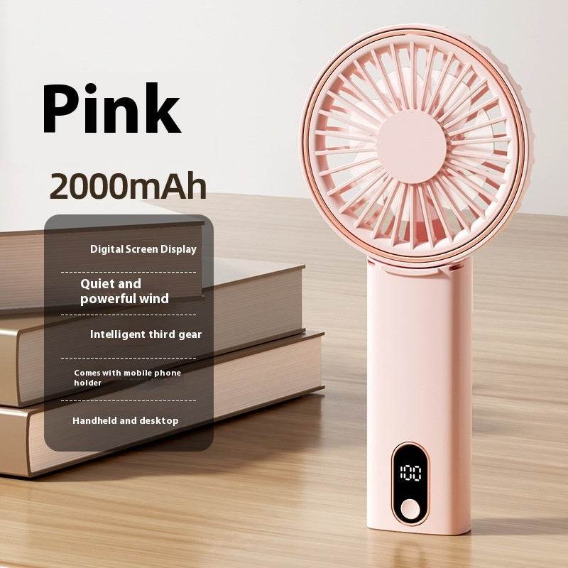 Mini Folding Digital Display Mute Refrigeration Handheld Fan - EX-STOCK Canada