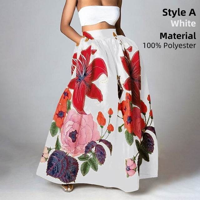 Elegant Bottoms Skirt Floral Long Maxi prairie Skirt - EX-STOCK Canada
