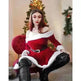 Women's Christmas Costume Santa Dress Plush Trim Boat-Neck Off-Shoulder Sleeve Dress New Year Party Cosplay Costume - EX-STOCK CANADA