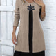 Contrast Color Buckled Round Neck Fashion Winter Sweater Dress - EX-STOCK Canada