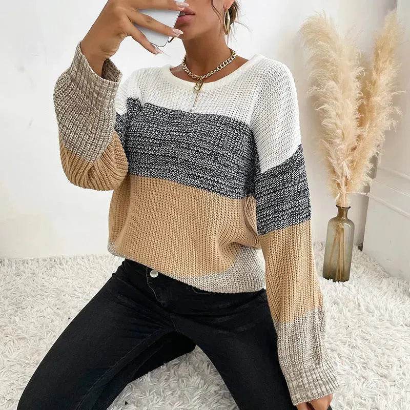 Winter Jacquard Knitted Pullover Sweater Tops for Women - EX-STOCK Canada