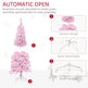 5 FT Snow Flocked Artificial Christmas Tree, Pencil Xmas Tree With Realistic Branches, Auto Open And Steel Base, Pink EX-STOCK Canada 