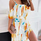 Flower Printed Ruffled Suspender Dress Summer Off-the-shoulder Strap Dresses Women - EX-STOCK CANADA