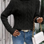 Women's Cable-knit Turtleneck Sweater - EX-STOCK Canada