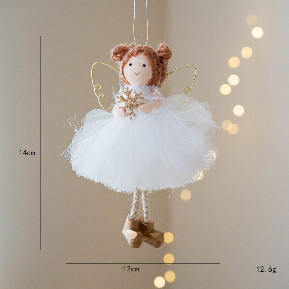 Christmas White Tulle Skirt Golden Wings Angel Girl Pendant EX-STOCK Canada 