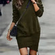 Long Sleeve Dress Solid Color High Neck Cross Short Cashmere Dress for Women - EX-STOCK CANADA