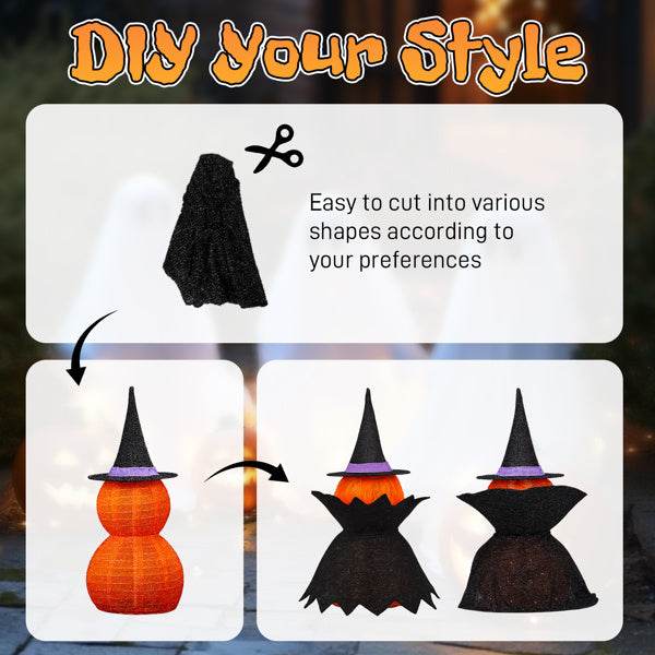 2Packs 3FT Halloween Collapsible Lighted Pumpkin Decoration, 176 LED Pop-Up Pumpkin Lamp With Cape, Plug In Halloween Jack-O-Lantern With Metal Stand For Indoor Outdoor Garden Patio Party Decor - EX-STOCK Canada