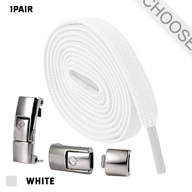 Press Lock Elastic No-Tie Shoelaces – 8MM Flat Widened Laces for Sneakers, Kids & Adults