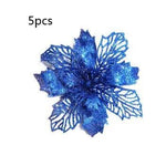 Glitter Artifical Christmas Flowers Christmas Tree Decorations For Home Fake Flowers Xmas Ornaments New Year Decor - EX-STOCK Canada
