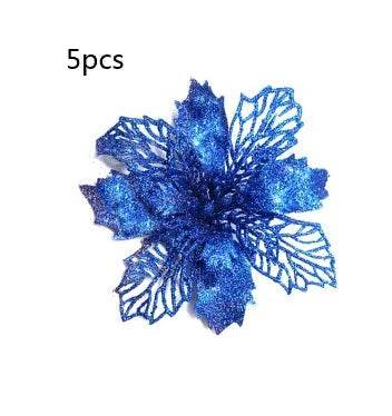 Glitter Artifical Christmas Flowers Christmas Tree Decorations For Home Fake Flowers Xmas Ornaments New Year Decor - EX-STOCK Canada
