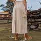 American-style Casual Denim Drawstring Midi Cargo Skirt - EX-STOCK Canada