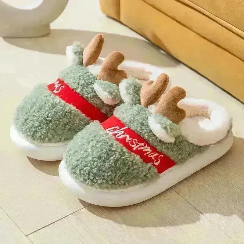 Christmas Shoes Winter Home Slippers Elk Soft Cozy Bedroom Slipper Slip On House Shoes - EX-STOCK CANADA