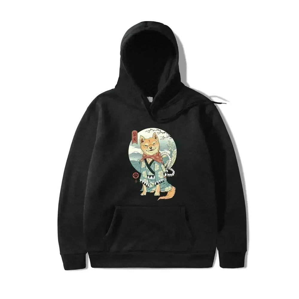 Women Shiba Inu Dog Illustration Printed Casual Hooded Sweater - EX-STOCK CANADA