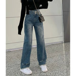 Women High waist Washed Blue Jeans Pant Wide Leg Denim Pant - EX-STOCK CANADA