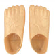 A pair of beige silicone training foot molds with embossed vein patterns, shown against a plain white background.