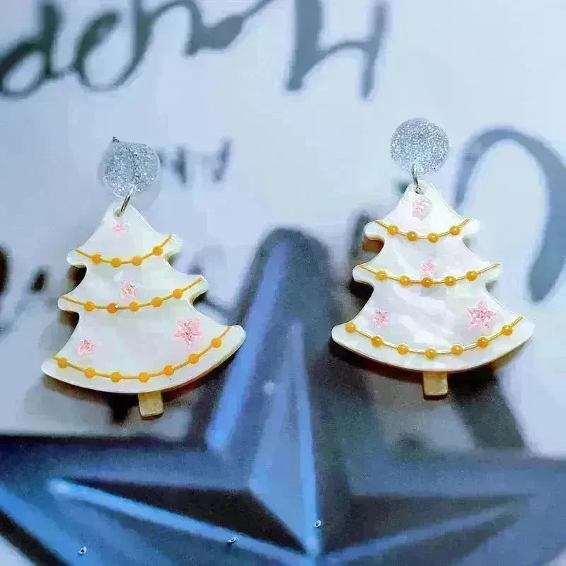 Sweet Christmas Tree Earrings With Rhinestones New Fashion Christmas Acrylic Earrings Women's Jewelry - EX-STOCK CANADA