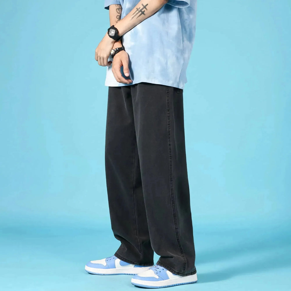 Straight Loose Jeans Men Casual Trousers Hip Hop Cargo Denim Pants With Zipper - EX-STOCK CANADA