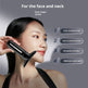 Woman using a facial device on her face with text detailing four issues it addresses.