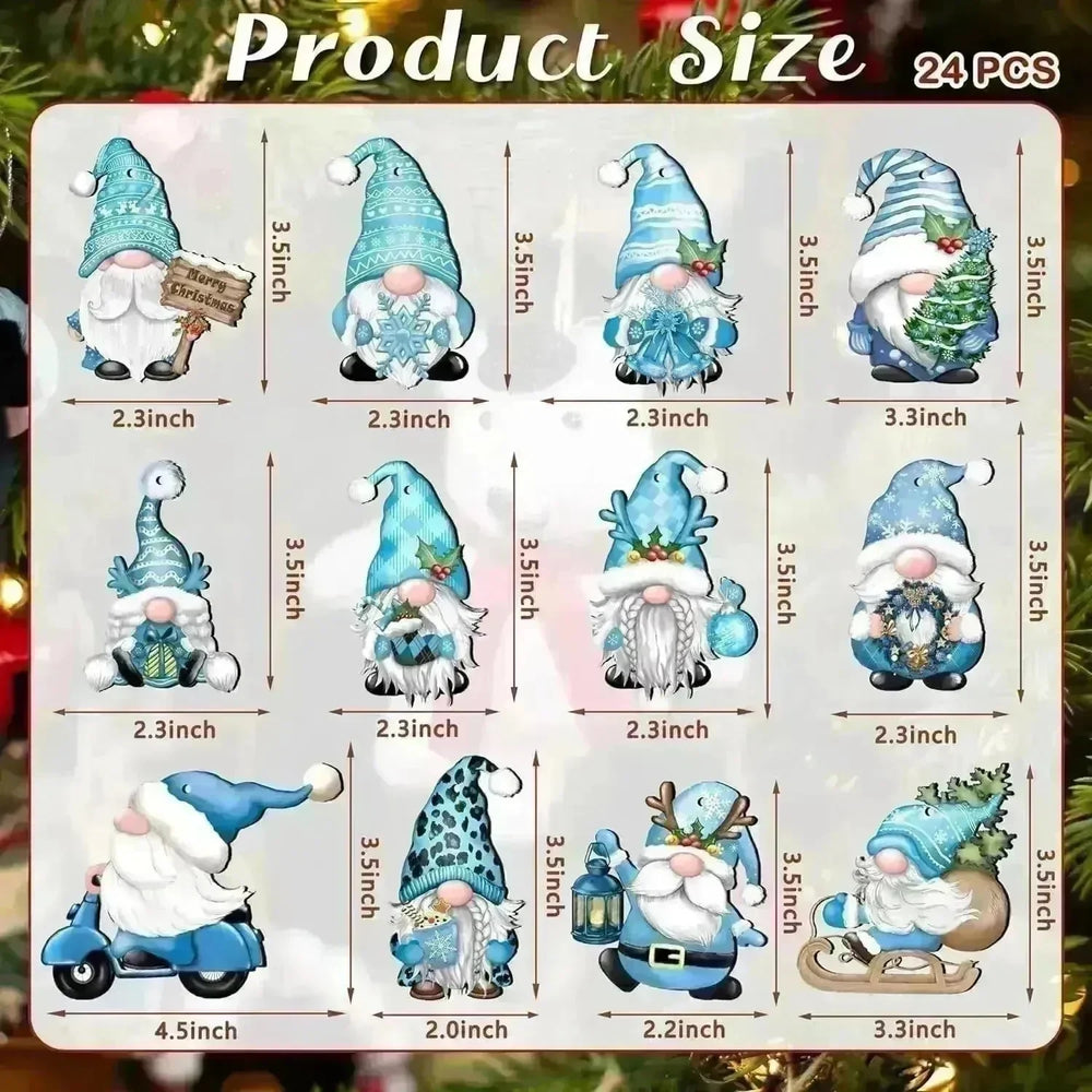 24 PCs Christmas Wooden Hanging Ornaments - EX-STOCK CANADA