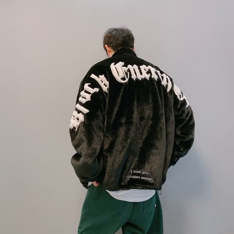 Winter Letters Embroidery Cotton-padded Coat Men | EX-STOCK product gallery photo 2