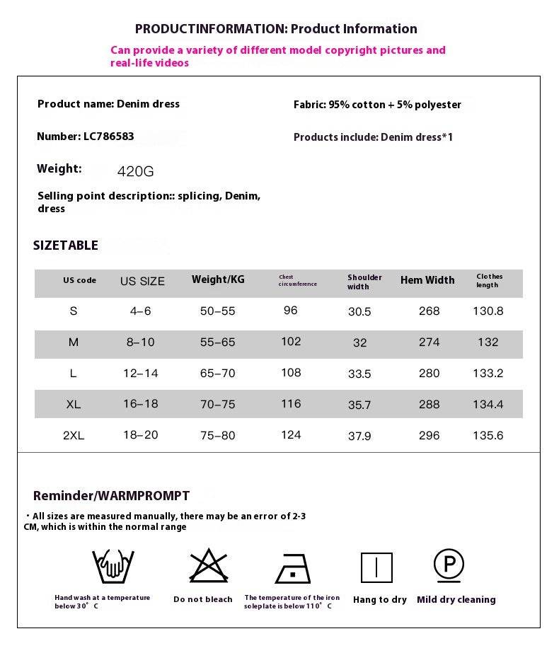 Women's Sleeveless Denim Fashion Retro High Waist Layered Dress - EX-STOCK Canada