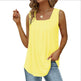 Summer cotton Tops For Women Loose Fit Pleated Square Neck Sleeveless Blouse Tops - EX-STOCK Canada