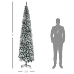 9ft Flocked Christmas Tree, Pencil Christmas Tree With Realistic Branch Tips, Folding Metal Stand, Green EX-STOCK Canada 