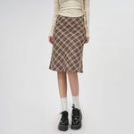 Plaid A- Line Skirt Women's High Waist student Midi Skirt - EX-STOCK Canada