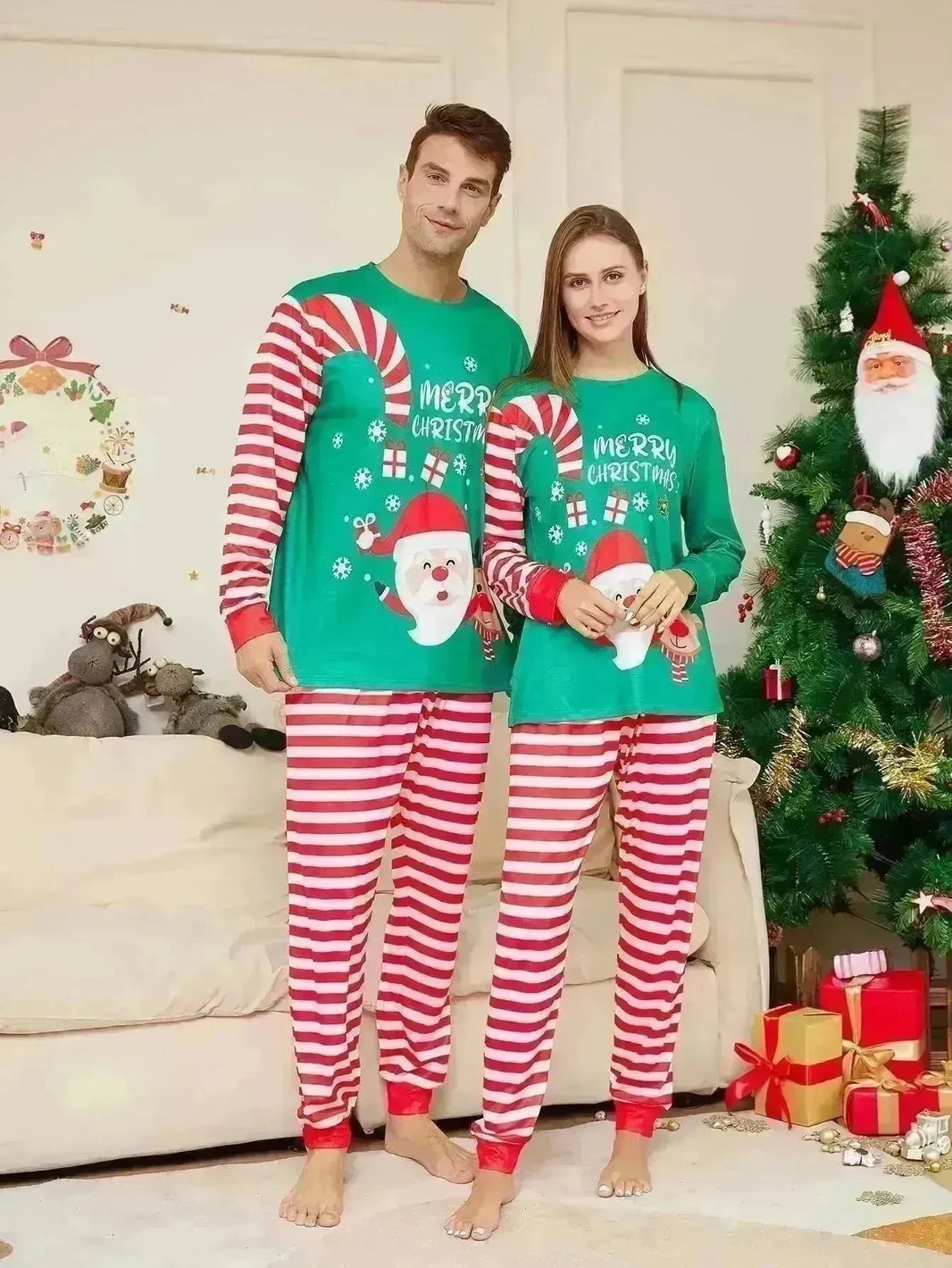 Cartoon Santa Claus Letter Printing Parent-child Christmas Pajamas Home Wear Suit - EX-STOCK CANADA