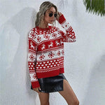 Elk Autumn And Winter New Knitted Round Neck Women's Christmas Snowflake Pullover Women's Sweater - EX-STOCK Canada