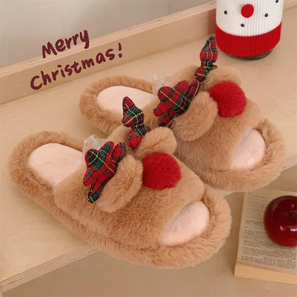 Indoor Cute One-word Cotton Slippers Autumn Women's Cartoon Fluffy Slippers EX-STOCK Canada 