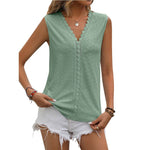 Summer Sleeveless Lace Blouse Tops Women V-neck top - EX-STOCK Canada