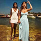Luxury Blue Strapless Slimming Pleated Long Dress Elegant Tube Dress for Wedding Cocktail Evening Party Events. - EX-STOCK CANADA