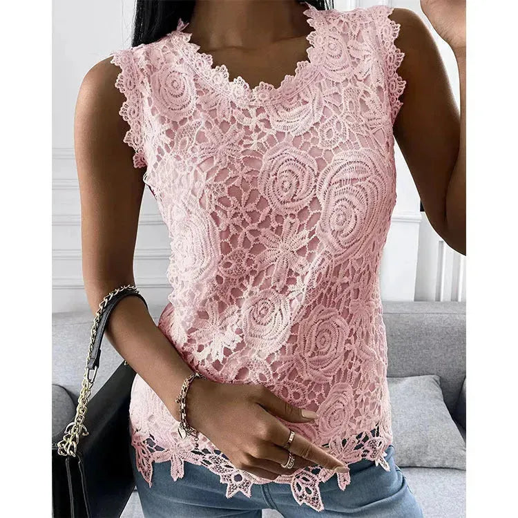 Elegant Women Summer Flowers Lace Blouse top - EX-STOCK CANADA