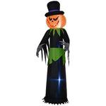 8ft Halloween Inflatable Pumpkin Head Ghost In A Hat, Outdoor Blow-Up Decoration With LED Lights For Yard Display EX-STOCK Canada 