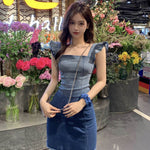 Women's Fashion Casual short sleeve Mini Denim Dress - EX-STOCK Canada