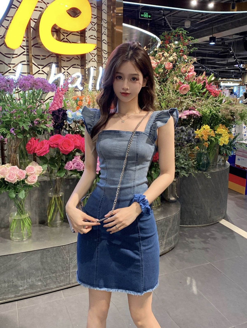 Women's Fashion Casual short sleeve Mini Denim Dress - EX-STOCK Canada