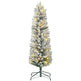 5ft Artificial Prelit Christmas Tree With Warm White LED Light, Snow Flocked Branches, Metal Base, Pencil Xmas Tree EX-STOCK Canada 