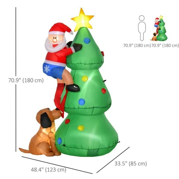 5.9ft Inflatable Christmas Tree, Santa Claus, Dog, LED Lights, Indoor, Outdoor, Home, Garden, Lawn, Decoration EX-STOCK Canada 