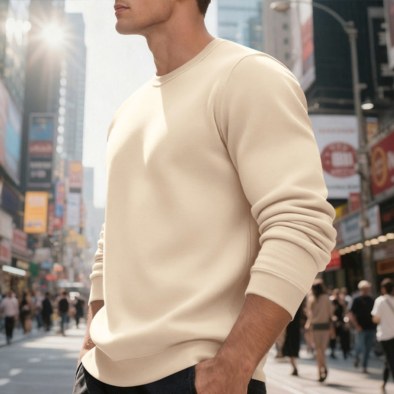 Fleece-lined Crew Neck Sweater Male Loose Casual Top EX-STOCK Canada 