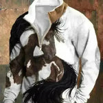 Half button Sweatshirt Men's Winter 3d Digital Printing Pullover Crew neck - EX-STOCK CANADA