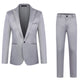 Gray suit jacket and pants on a white background