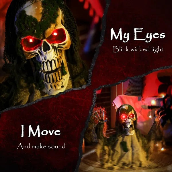 Halloween Animated Skeleton With Glowing LED Eyes, Animatronic Halloween Decorations, Battery Operated EX-STOCK Canada 