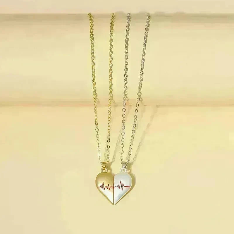 Heartbeat Magnetic Heart Necklace Love Couple Jewelry - EX-STOCK CANADA