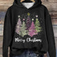 Round Neck Hooded Long Sleeve Four Christmas Trees Loose Hoodie Sweatshirt - EX-STOCK Canada